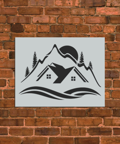 Winter Christmas Cabin Stencil