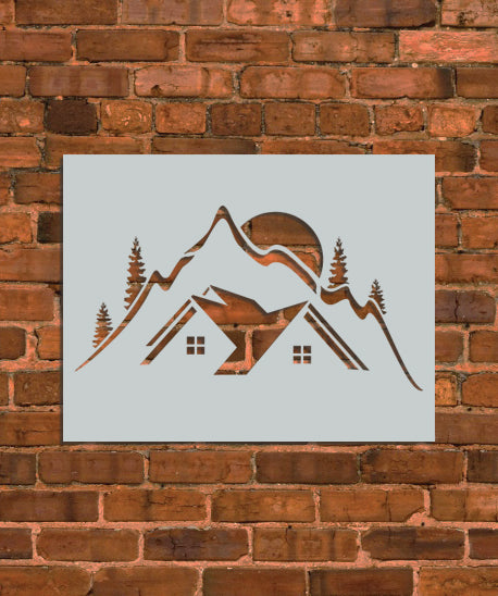 Winter Christmas Cabin Stencil