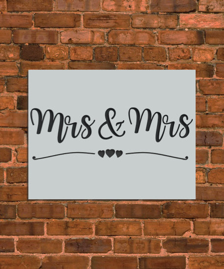 Mrs and Mrs Wedding Stencil
