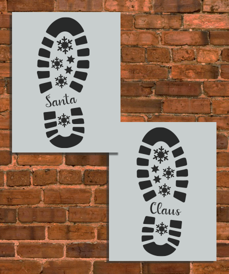 Santa Boot Prints Stencil