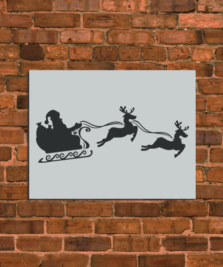Santa Sleigh with Reindeers Stencil
