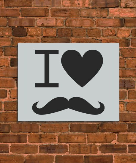 I Love Mustache Stencil - INNOVO Stencils