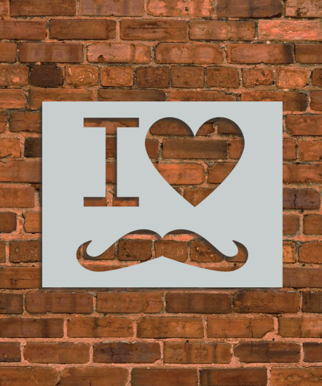 I Love Mustache Stencil