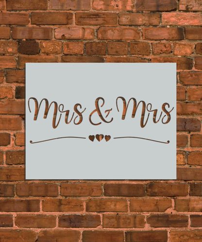Mrs and Mrs Wedding Stencil