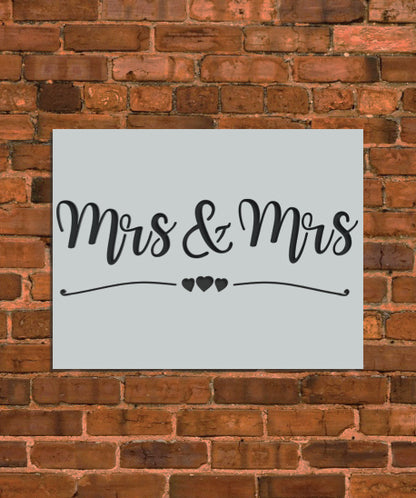 Mrs and Mrs Wedding Stencil