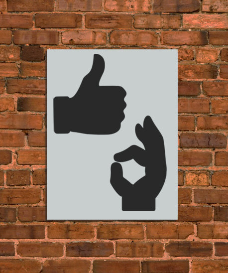 Ok & Thumbs Up Hand Stencil