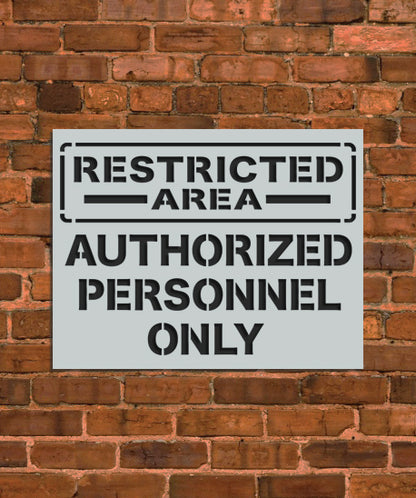 Restricted Area Sign Stencil