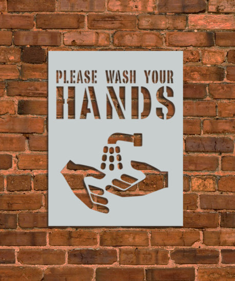 Wash Your Hands Sign Stencil